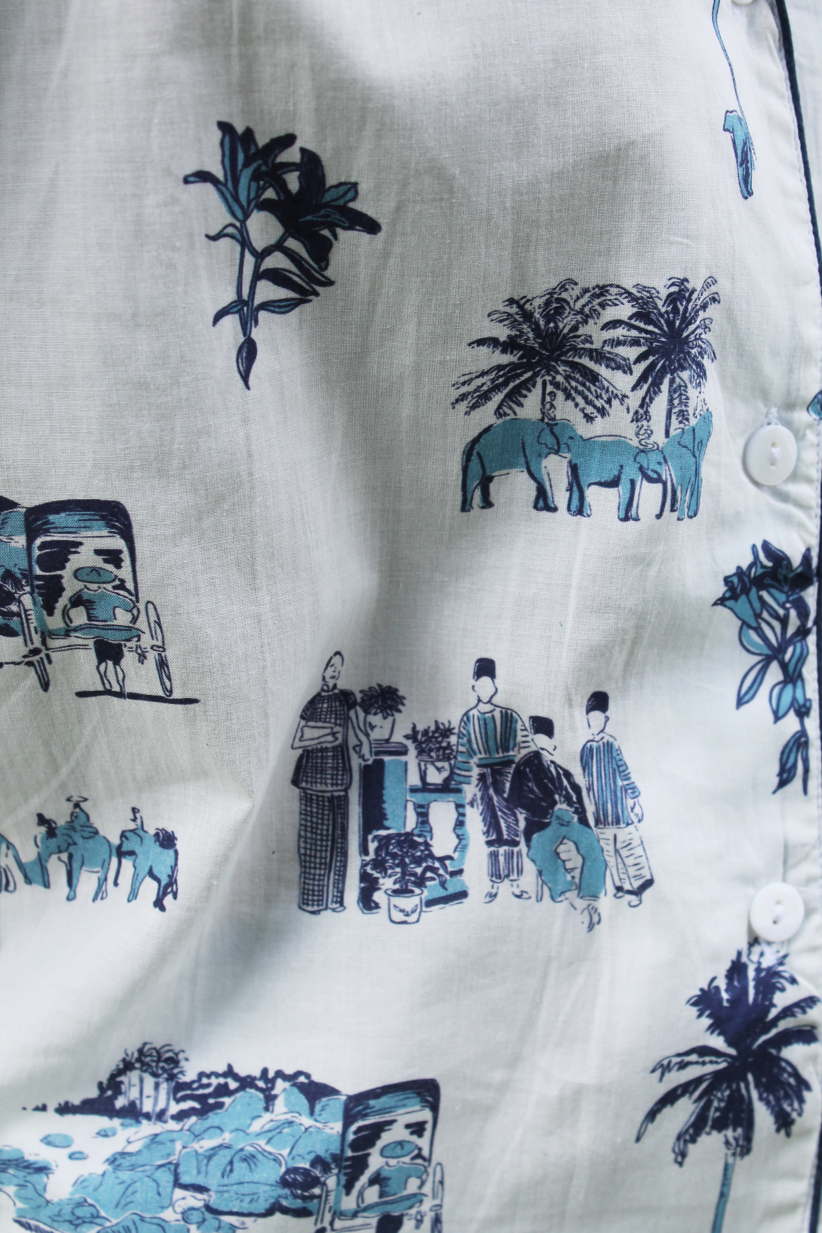 Toile de Malaya (Blue) Long Pyjama Set