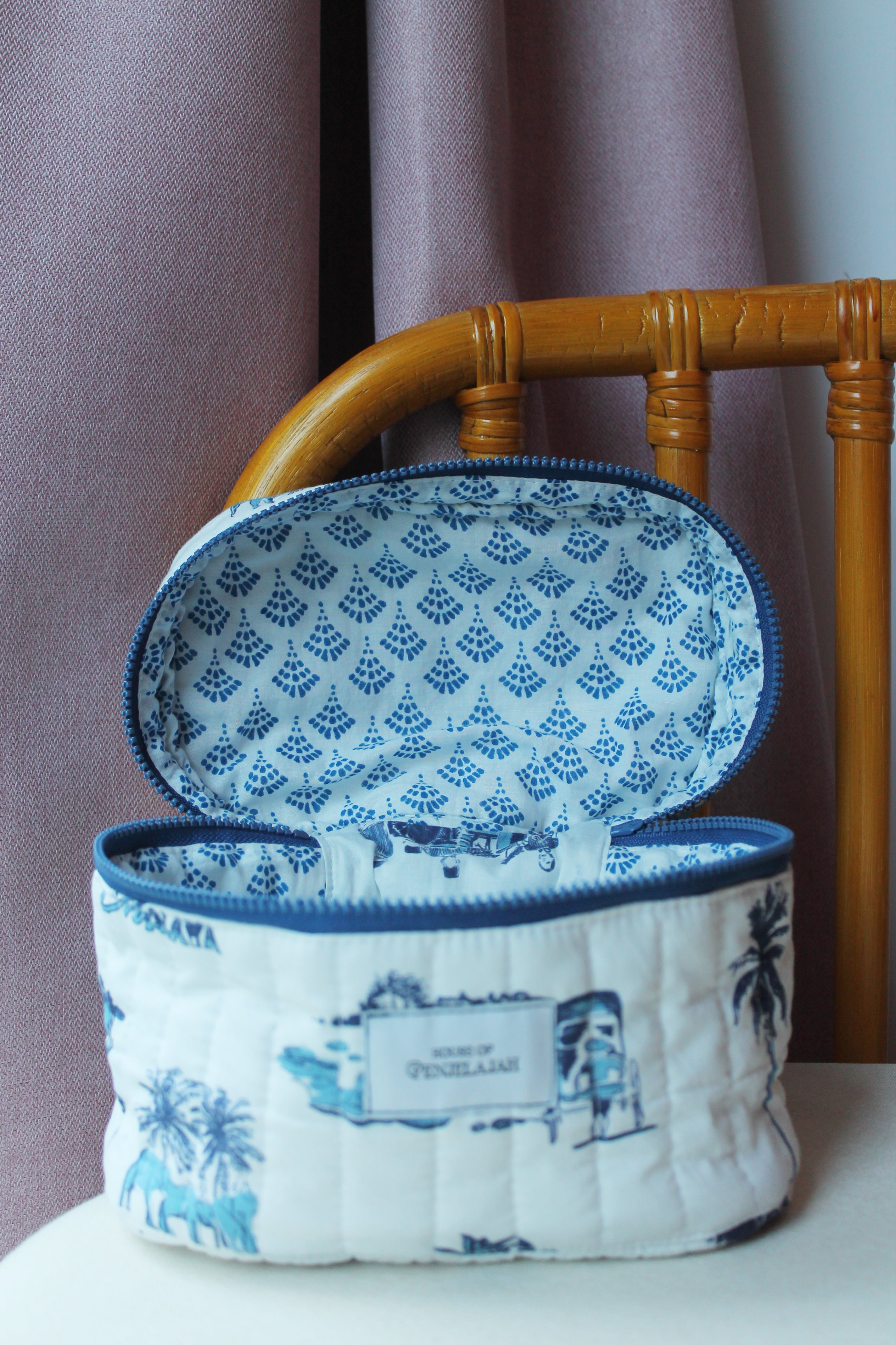 "Toile de Malaya" (Blue) Vanity Case