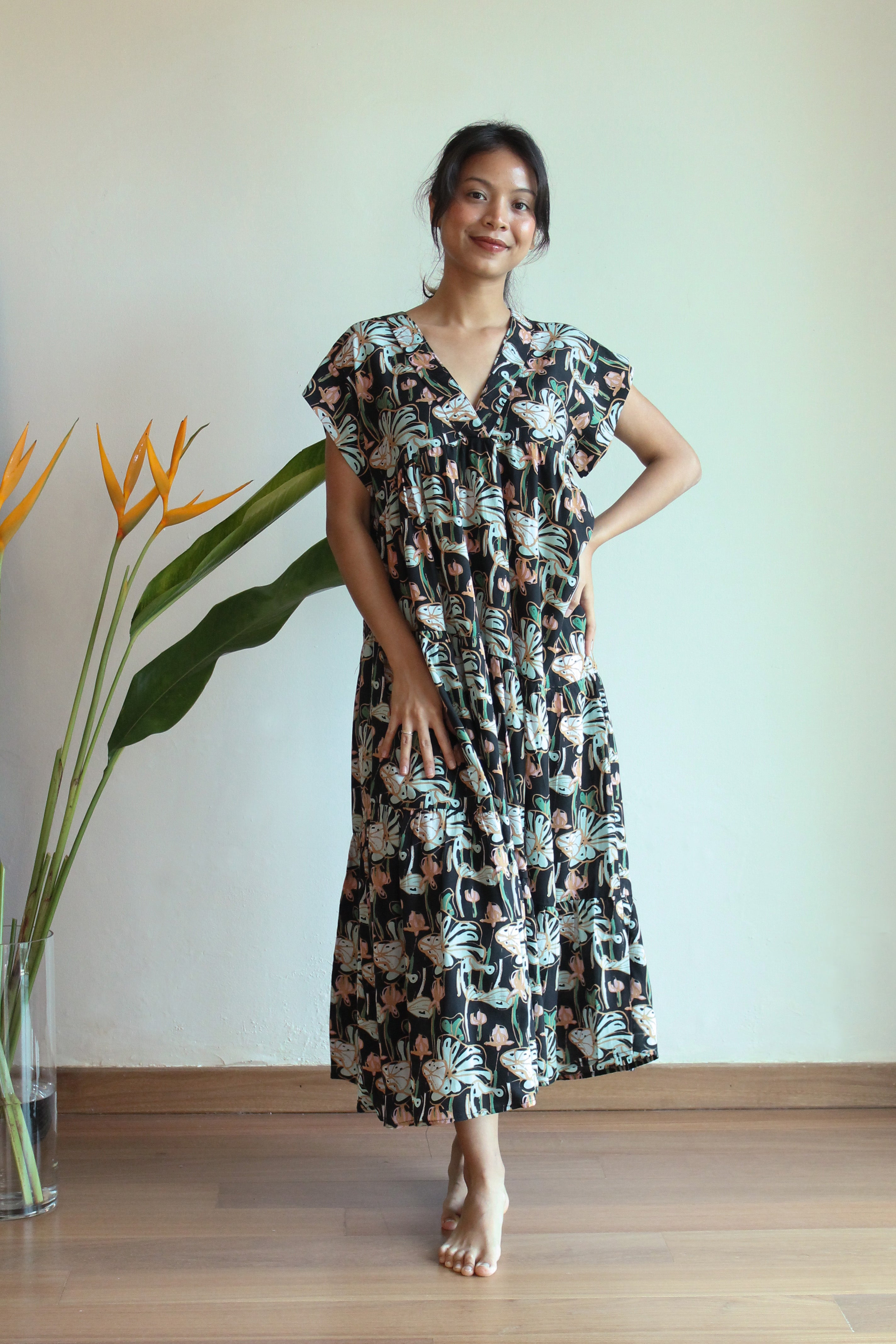 Baby Lotus Black Maxi Dress