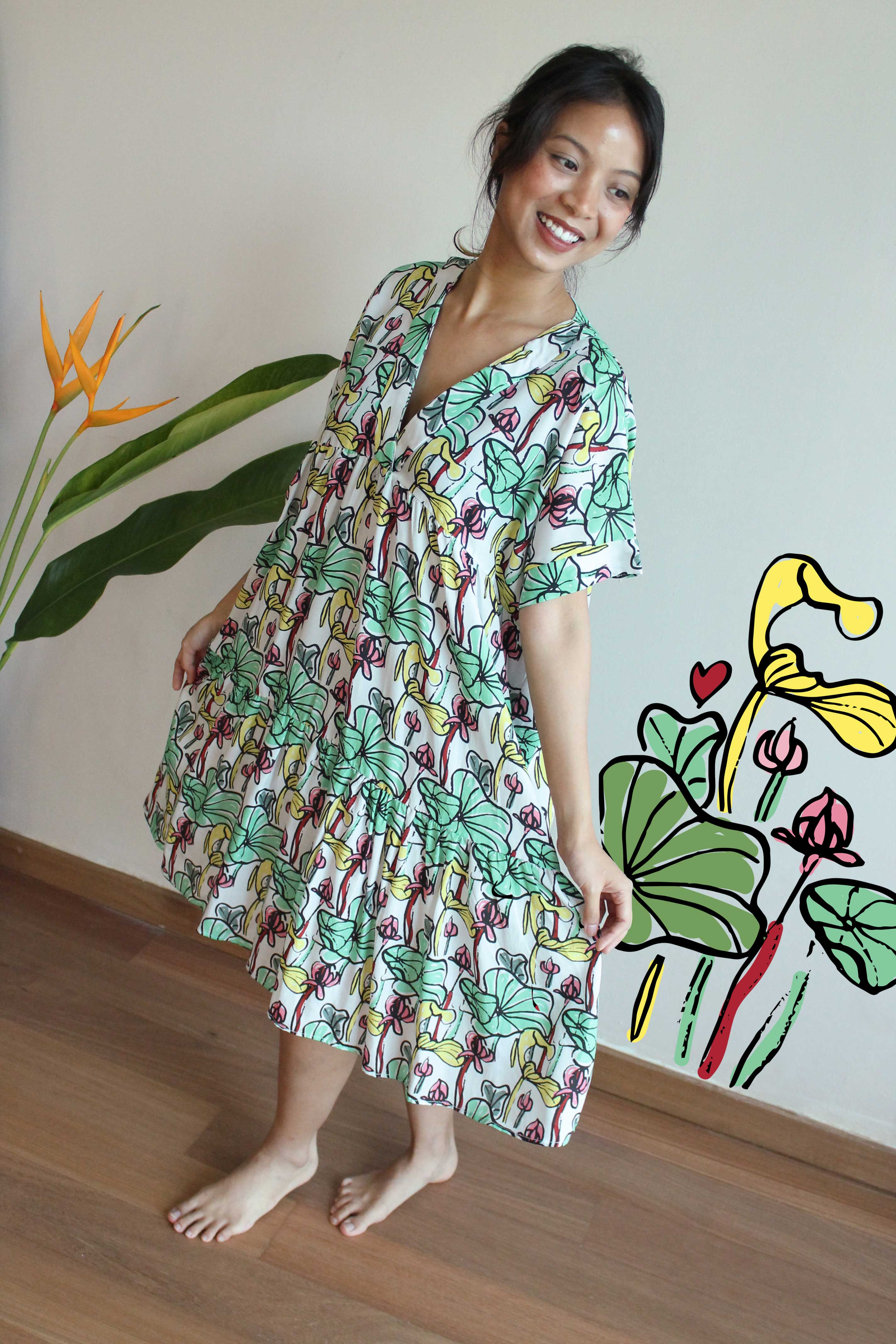 Baby Lotus White Midi Dress