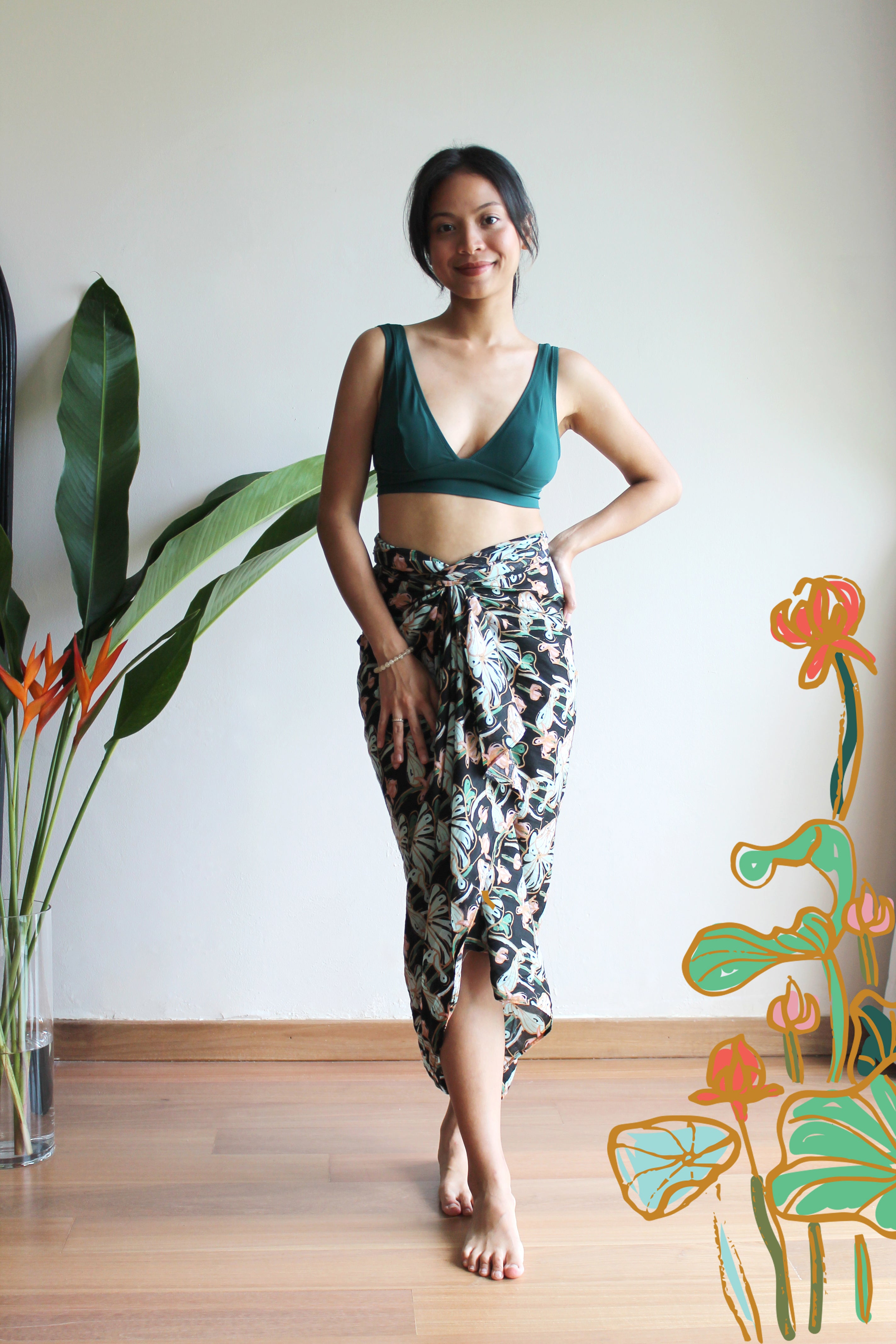 Baby Lotus Black Pareo/Scarf