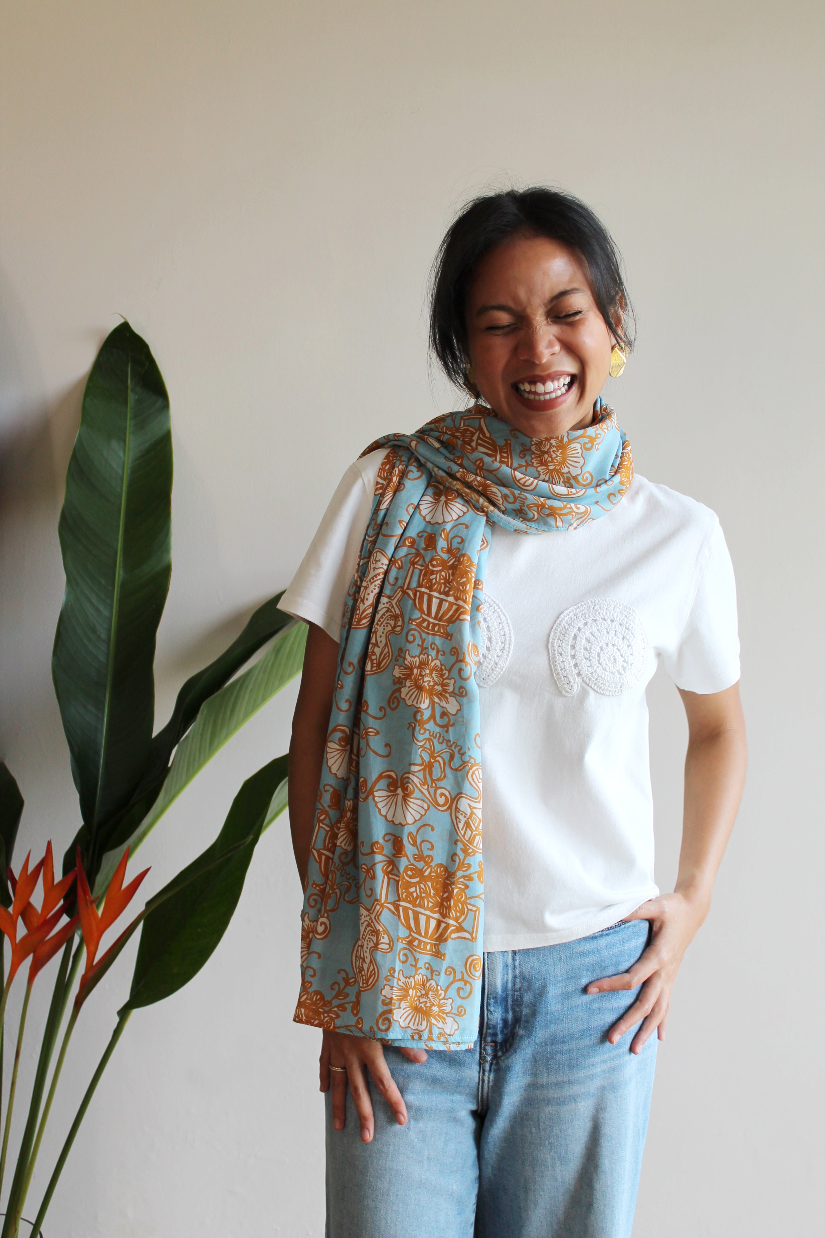 Poporselin Sky Blue Pareo/Scarf